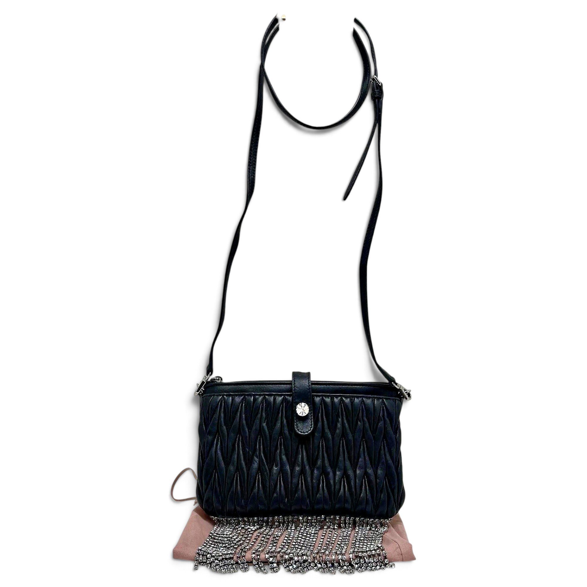 Miu Crystal leather crossbody bag