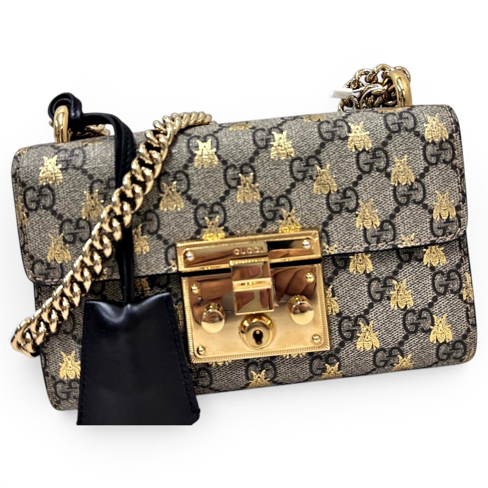 Padlock leather handbag