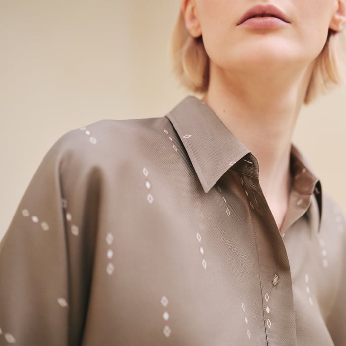 "Losanges Sur Faconne" Cropped Painter Shirt