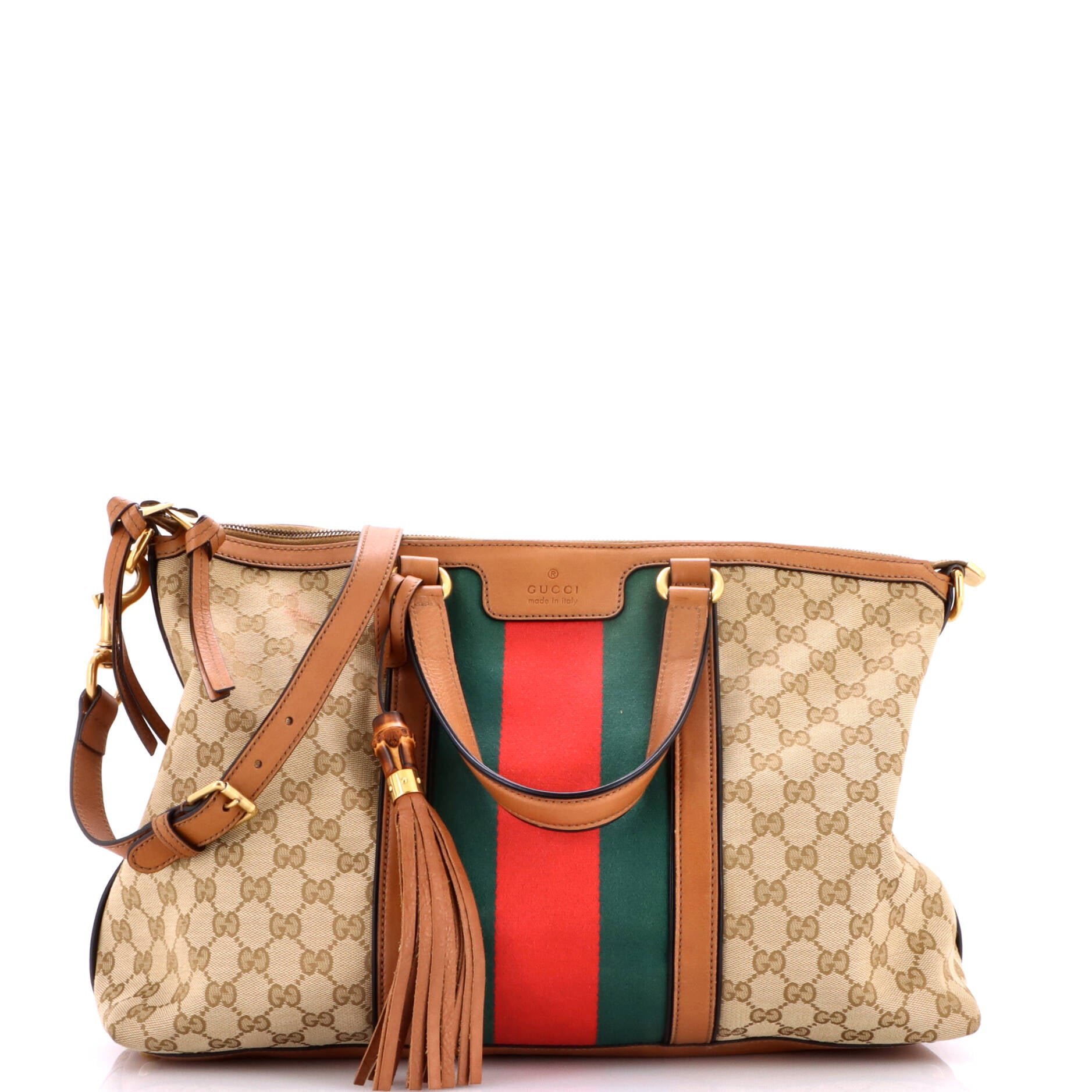 Rania Convertible Top Handle Bag Web GG Canvas Medium