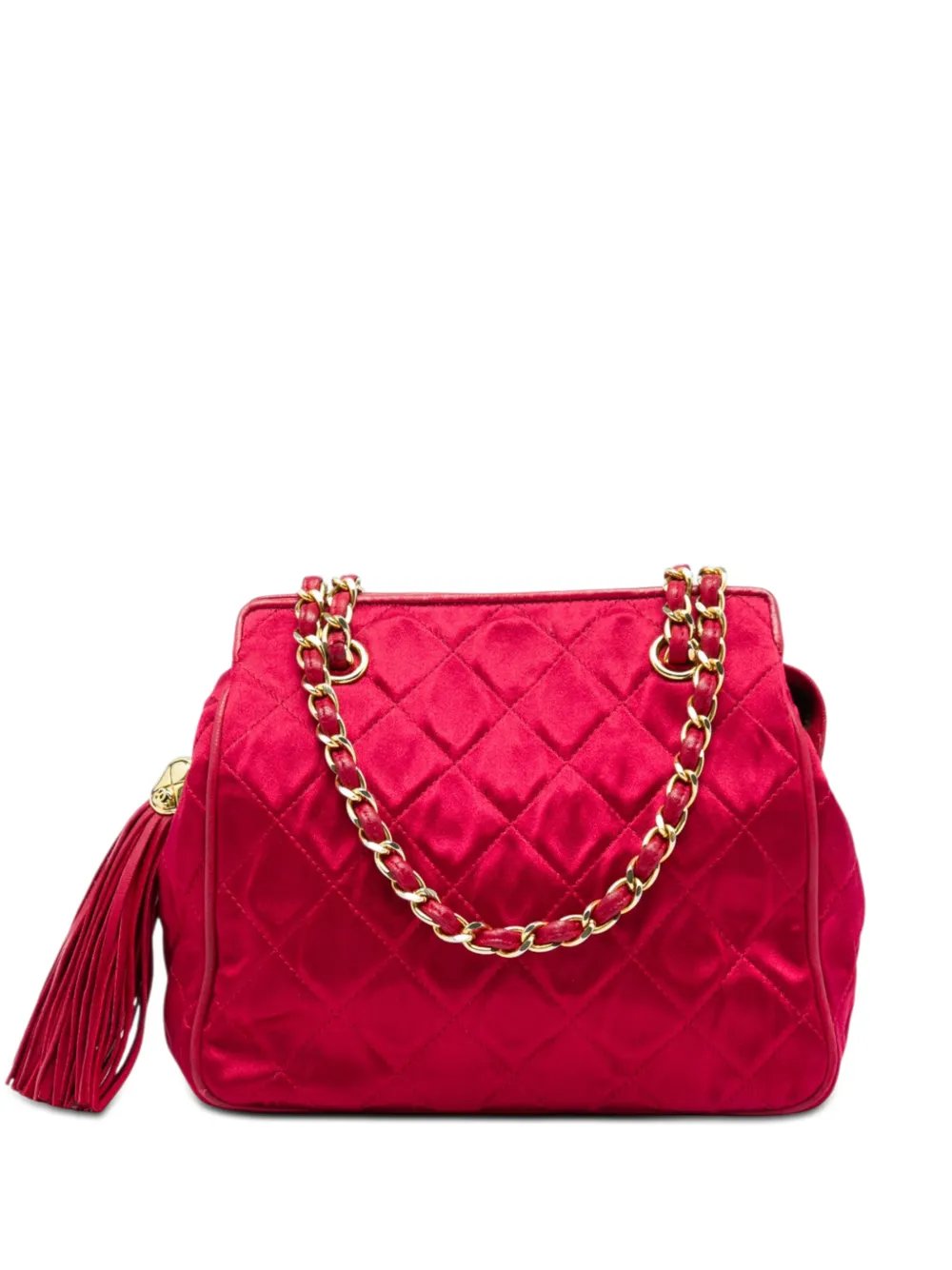 1989-1991 CC Quilted Satin Tassel Chain shoulder bag