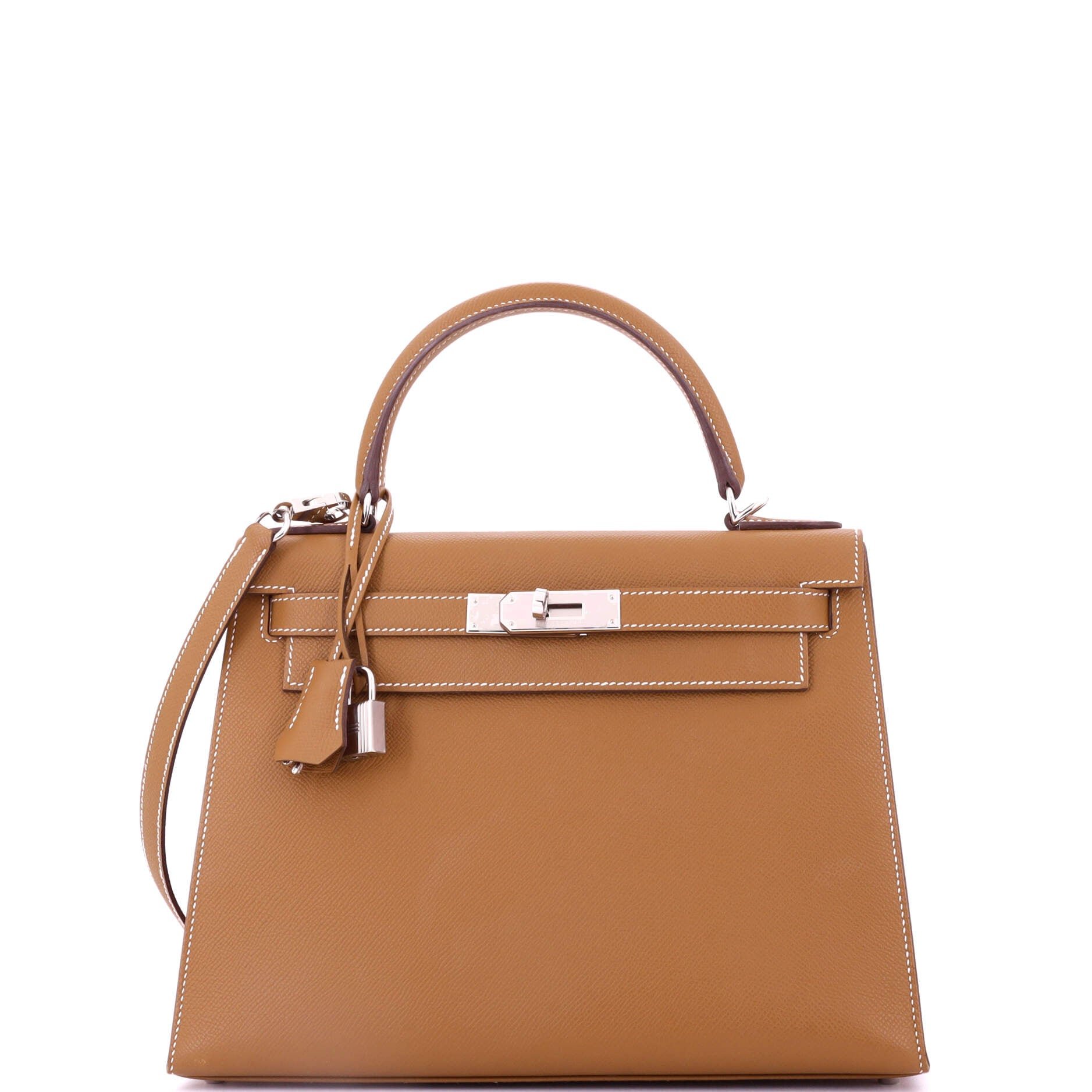 Hermes Kelly Handbag Gold Epsom with Palladium Hardware 28