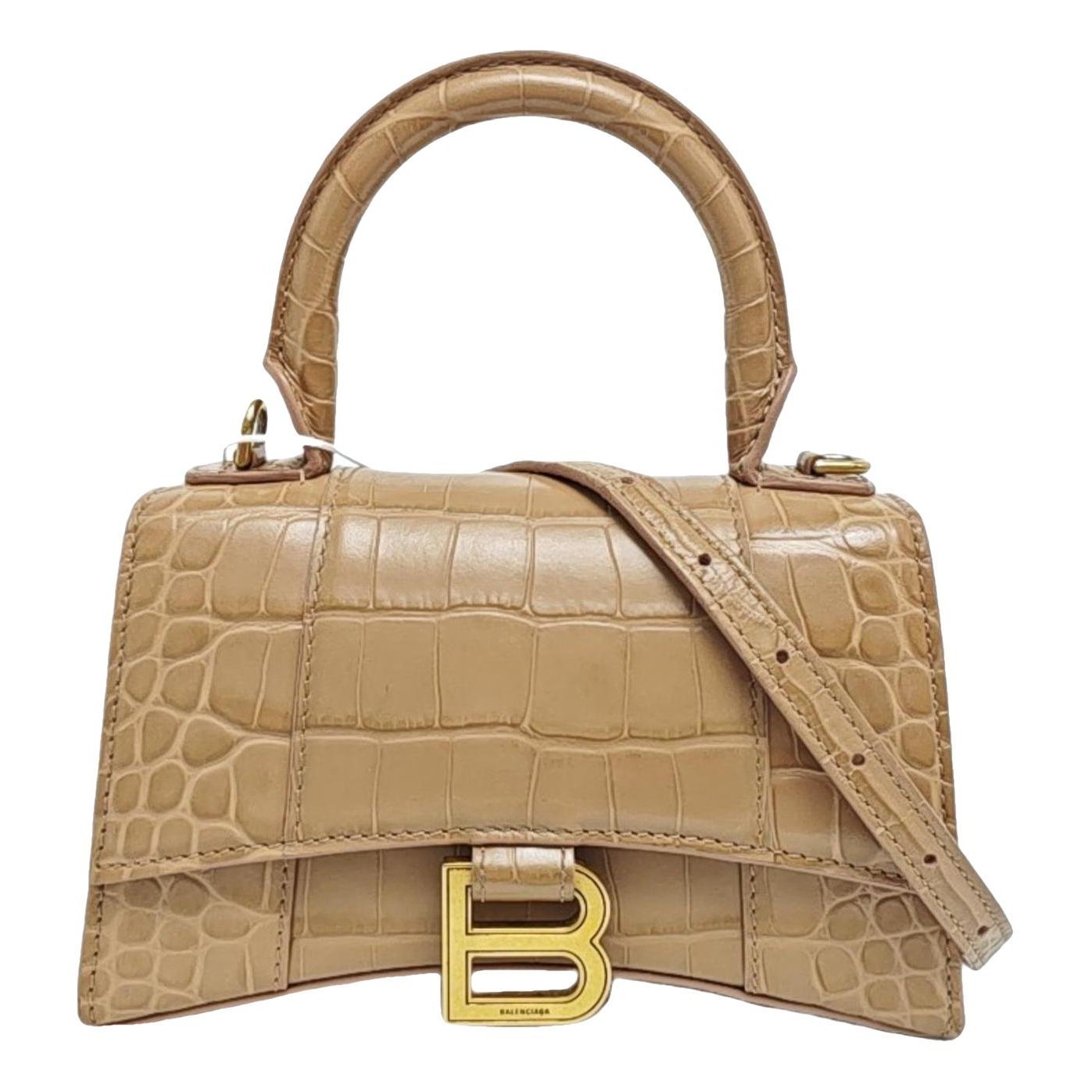 Hourglass leather handbag
