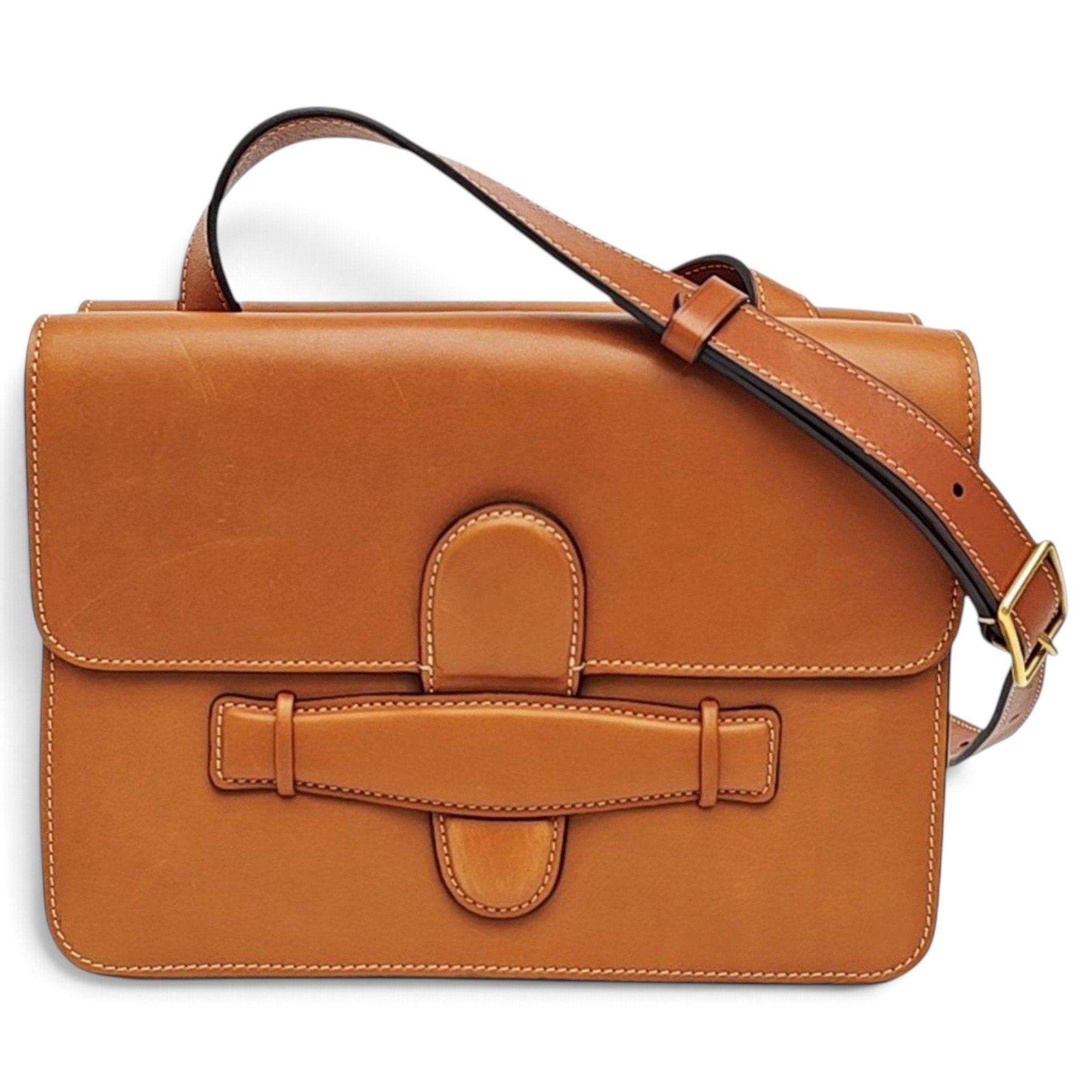 Symmetrical leather handbag