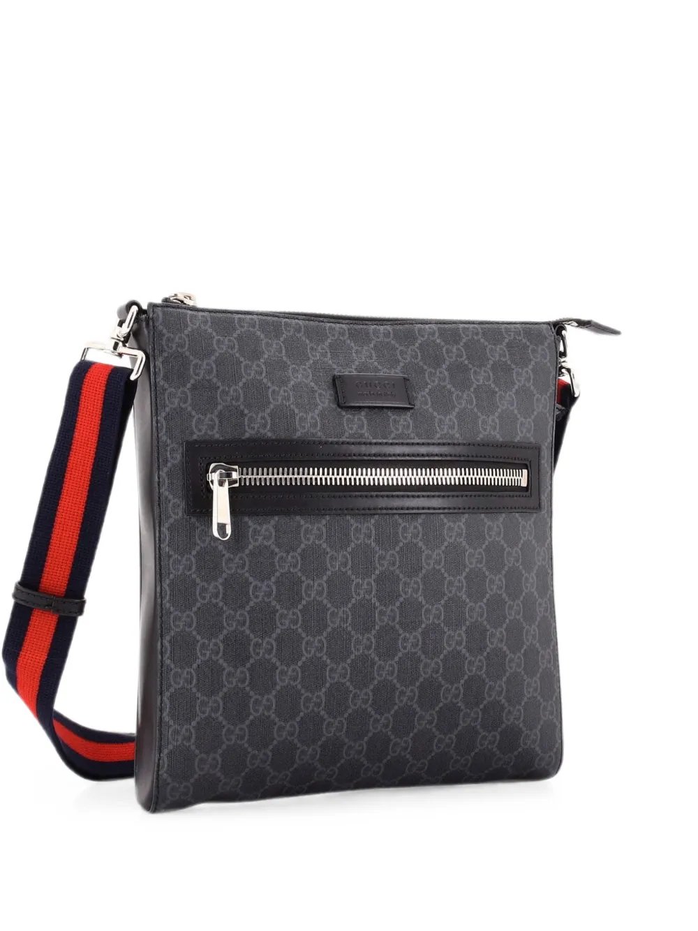 Web Strap Front Zip Messenger Bag GG Coated Canvas Medium crossbody bag