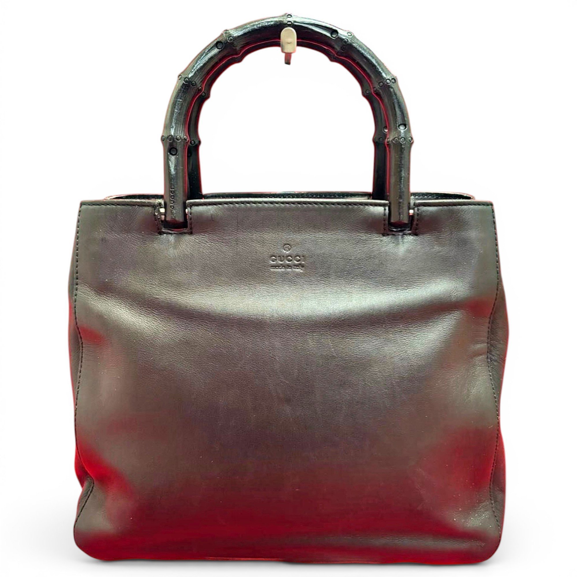 Bamboo Top Handle leather handbag