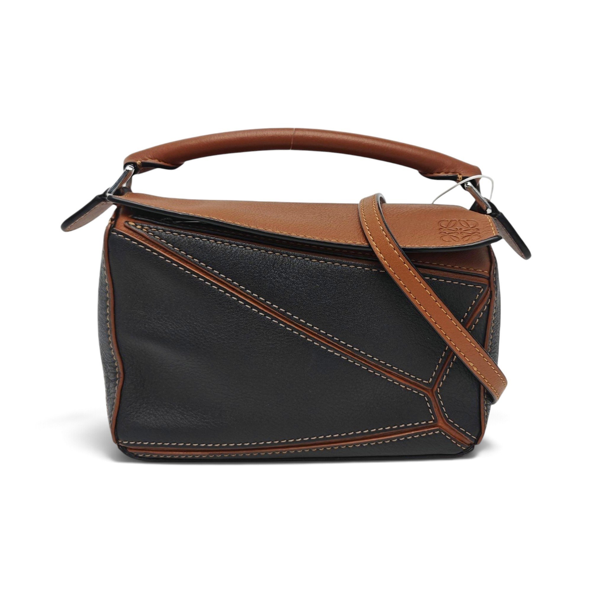 Puzzle leather handbag