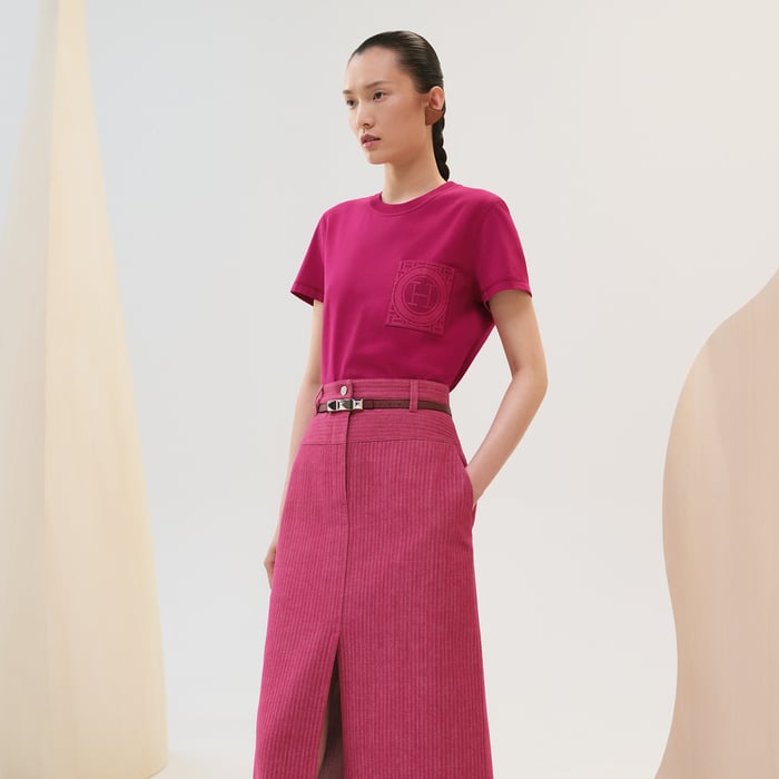 Rose Bougainvillier Embroidered Pocket T-shirt