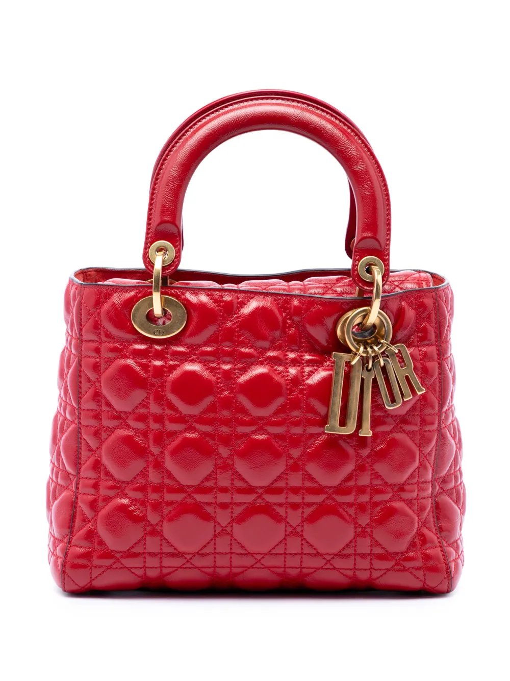 Dior 2018 Medium Crinkled Patent Cannage Supple Lady Dior satchel
