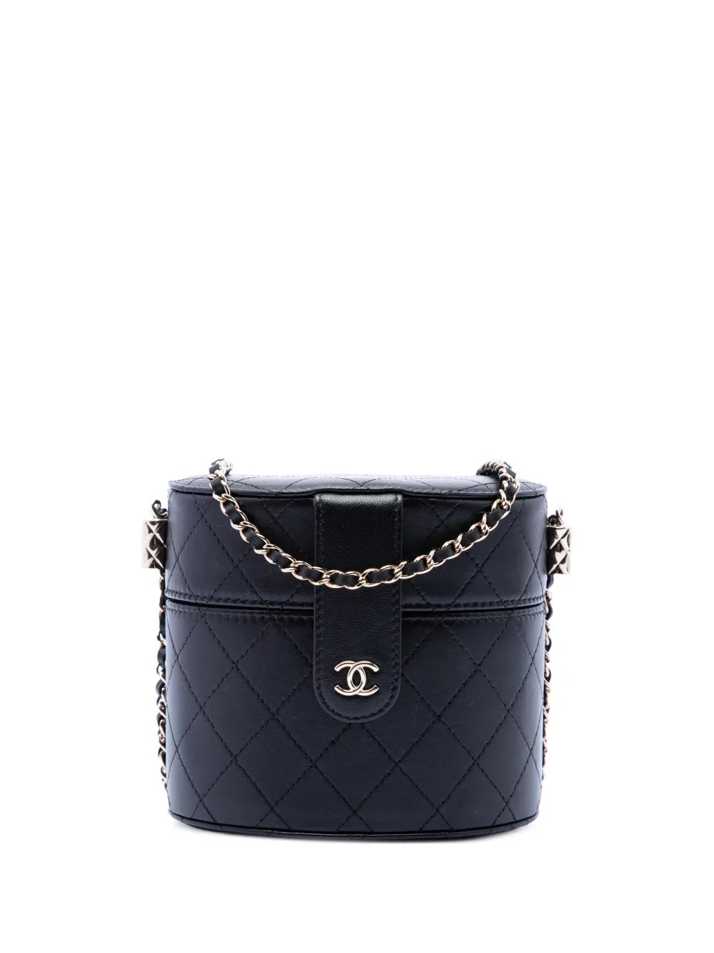 2021 CC Quilted Lambskin Round Clutch With Chain vanity bag