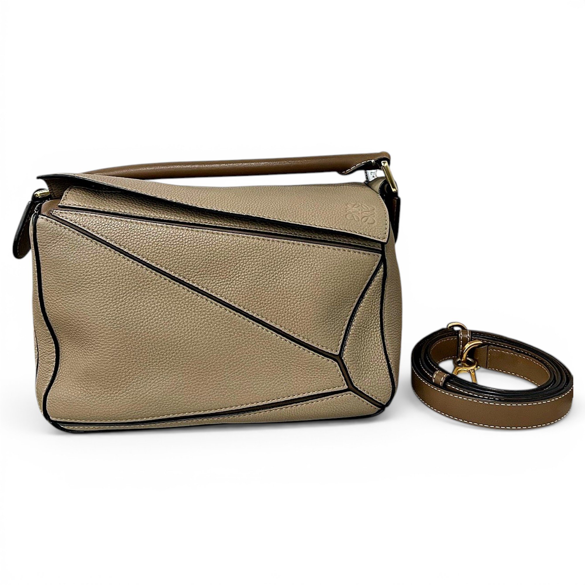 Puzzle leather handbag