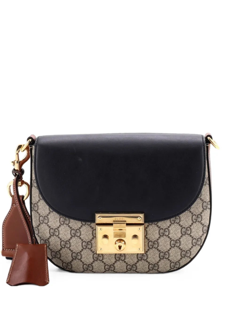 Padlock Saddle Shoulder Bag GG Coated Canvas and Leather Medium crossbody bag