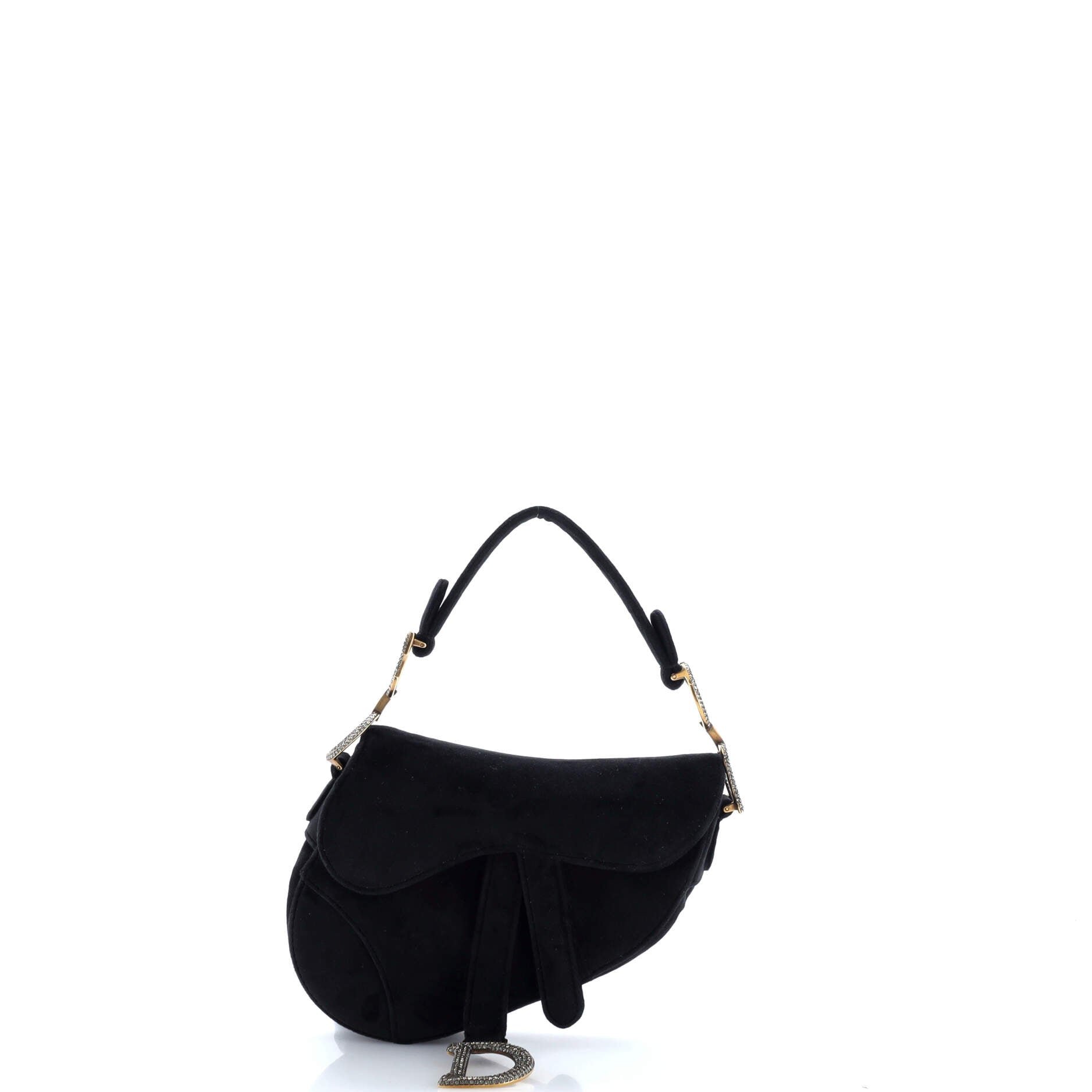 Saddle Handbag Velvet with Crystals Mini