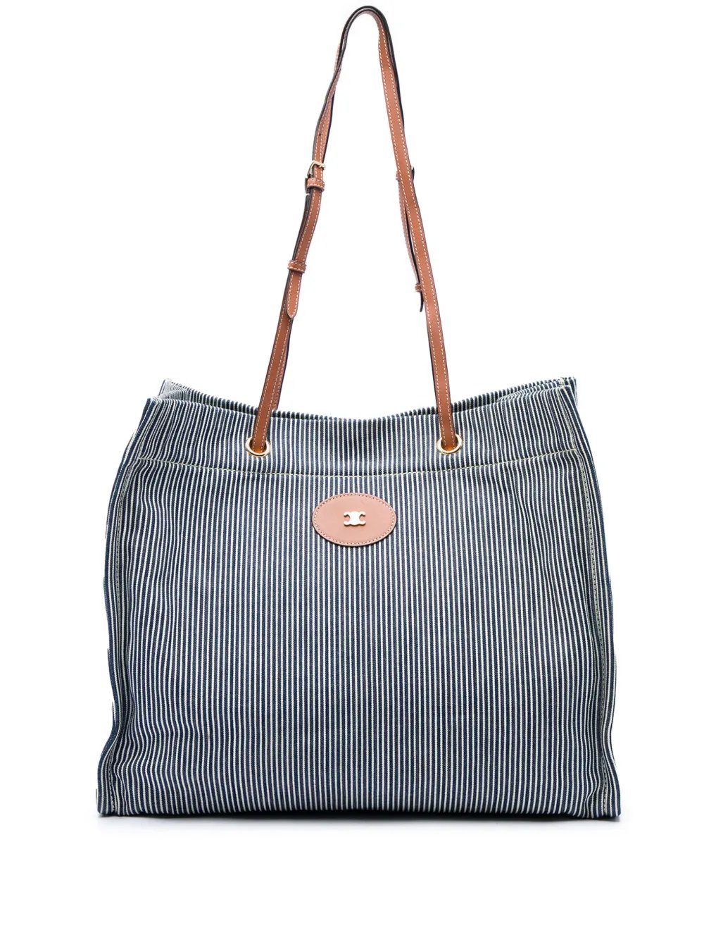 2019 Striped Textile and Calfskin Squared Cabas tote bag