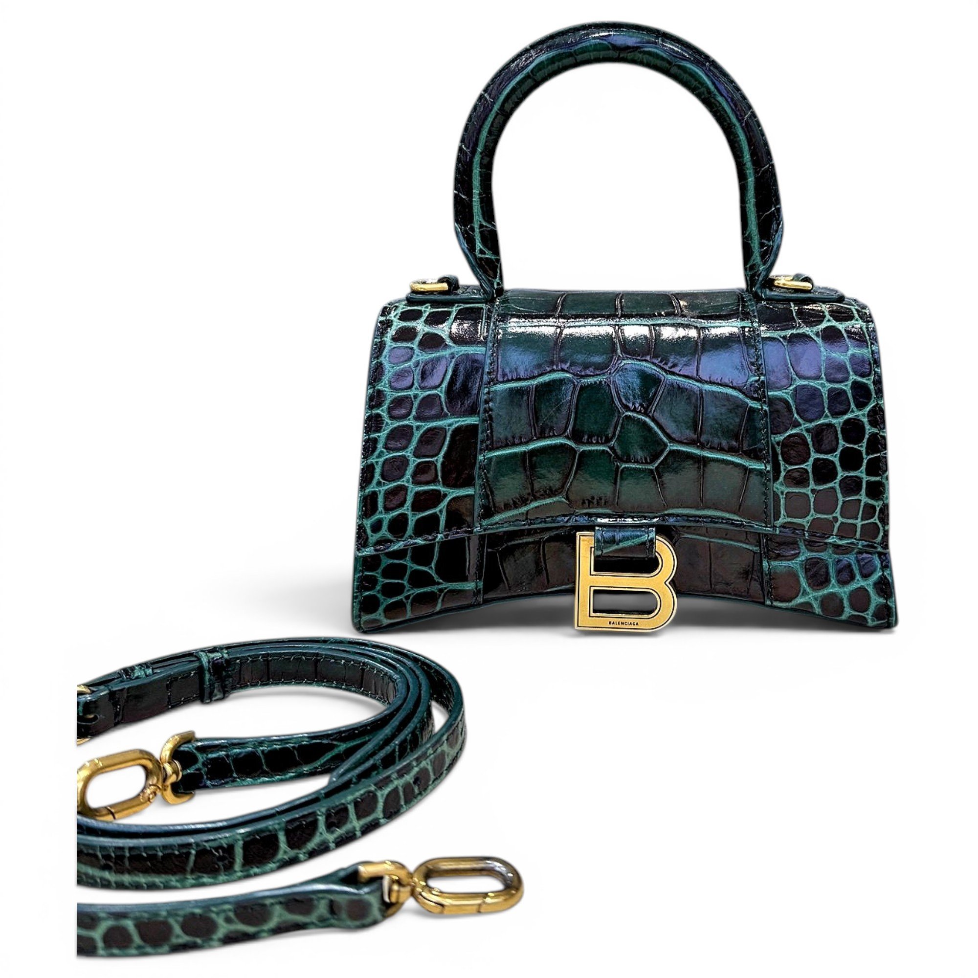Hourglass leather handbag