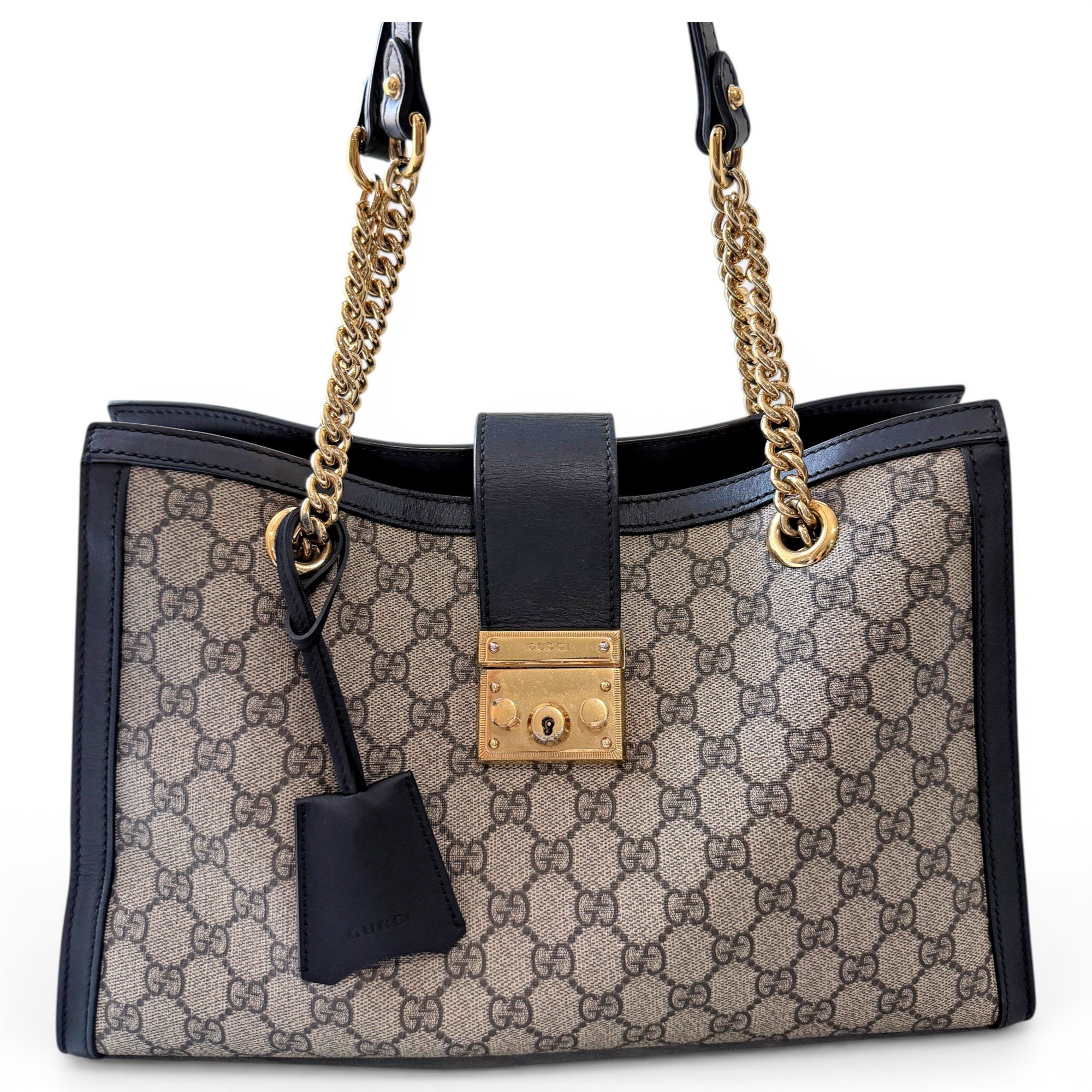 Padlock leather handbag