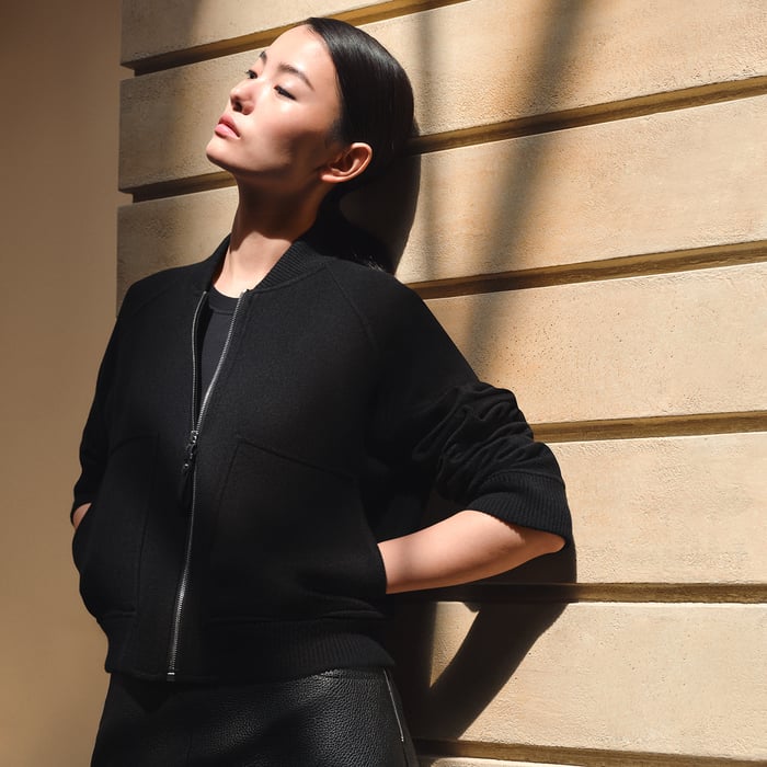Noir Cashmere Bomber Jacket