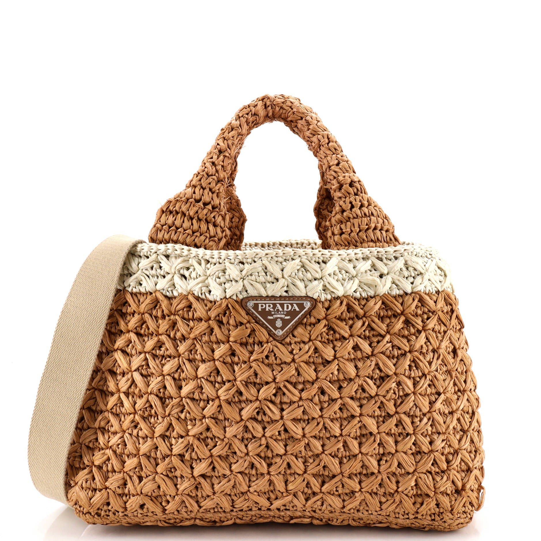Convertible Open Tote Woven Raffia Small