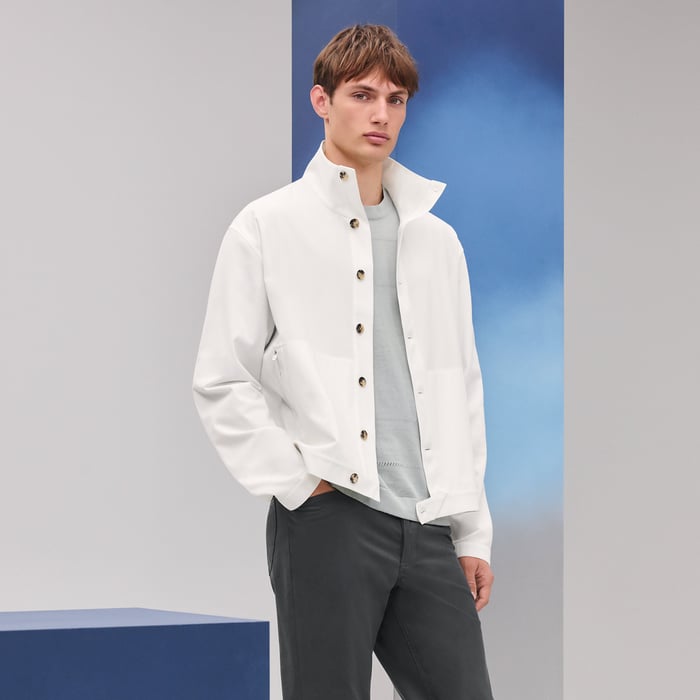 Écru "Pique Plie" Buttoned Jacket