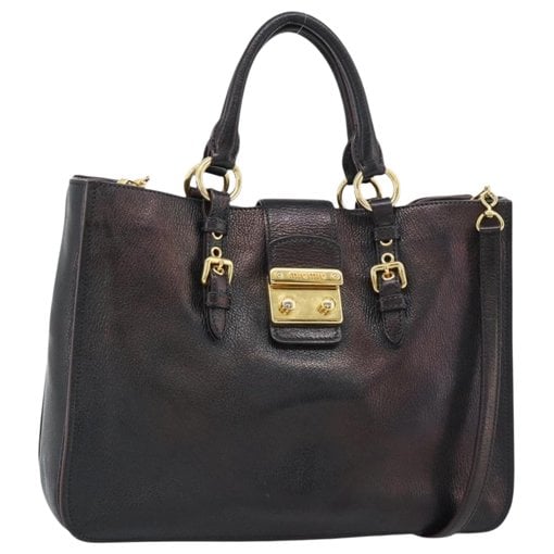 Madras leather tote