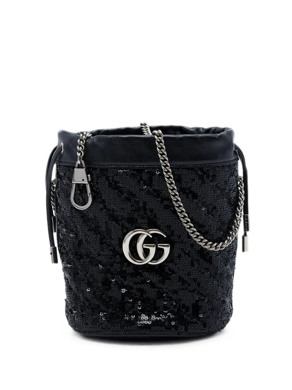 2016-2026 Small GG Marmont Sequined Diagonal Matelasse Calfskin bucket bag