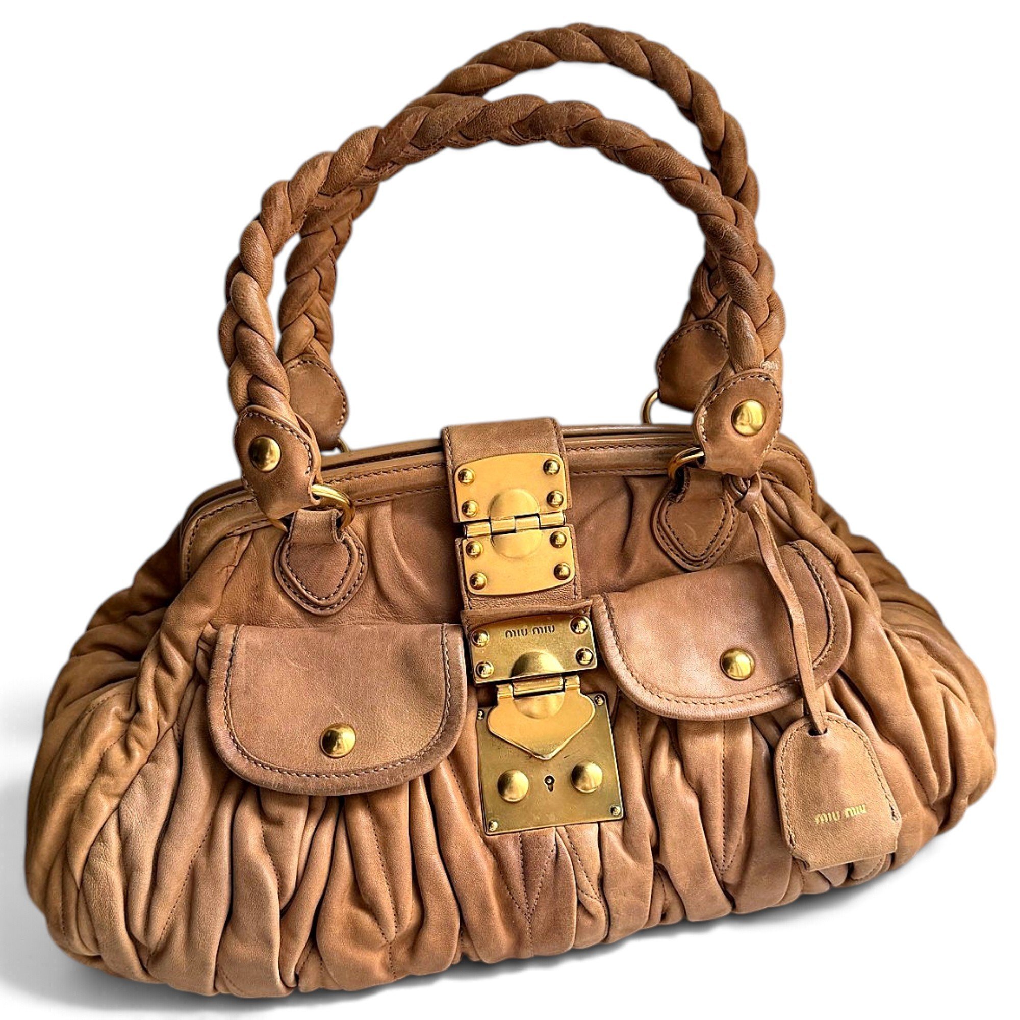 Coffer leather handbag