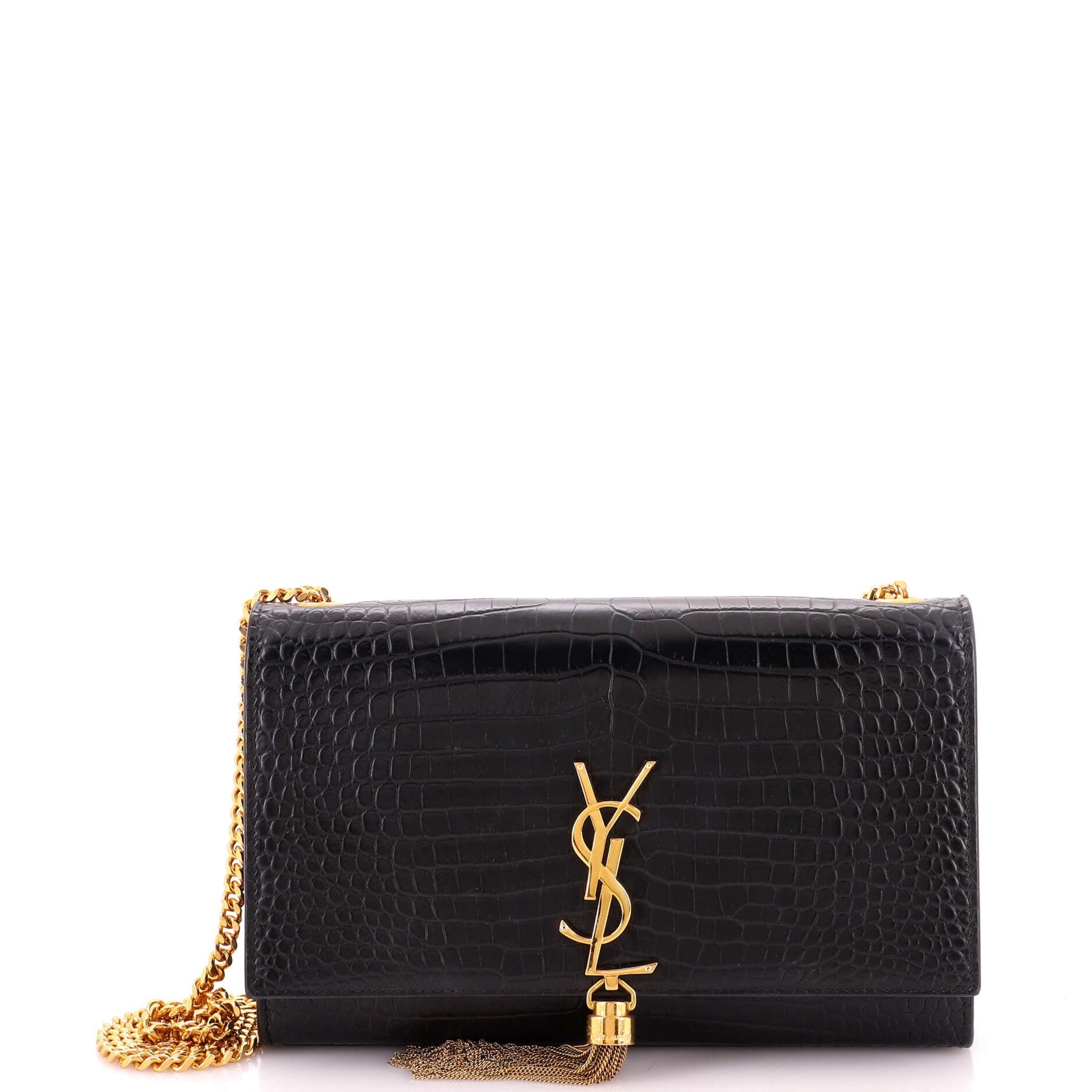 Classic Monogram Tassel Crossbody Bag Crocodile Embossed Leather Medium