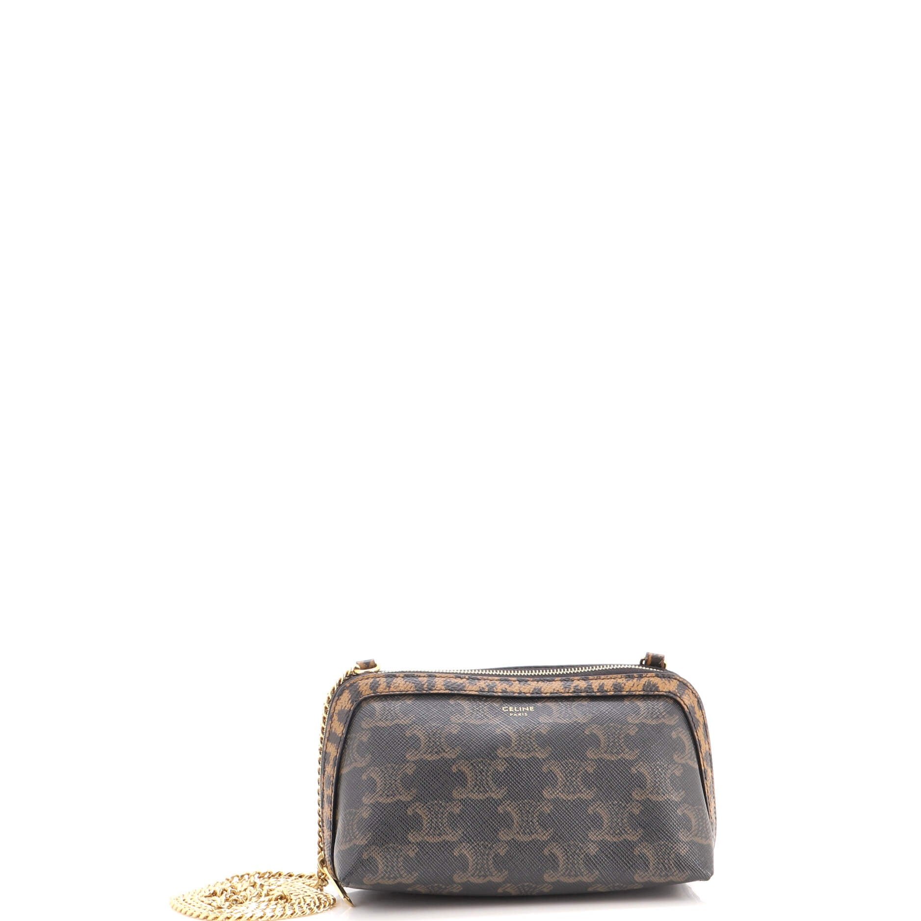 Zip Around Chain Clutch Triomphe Coated Canvas