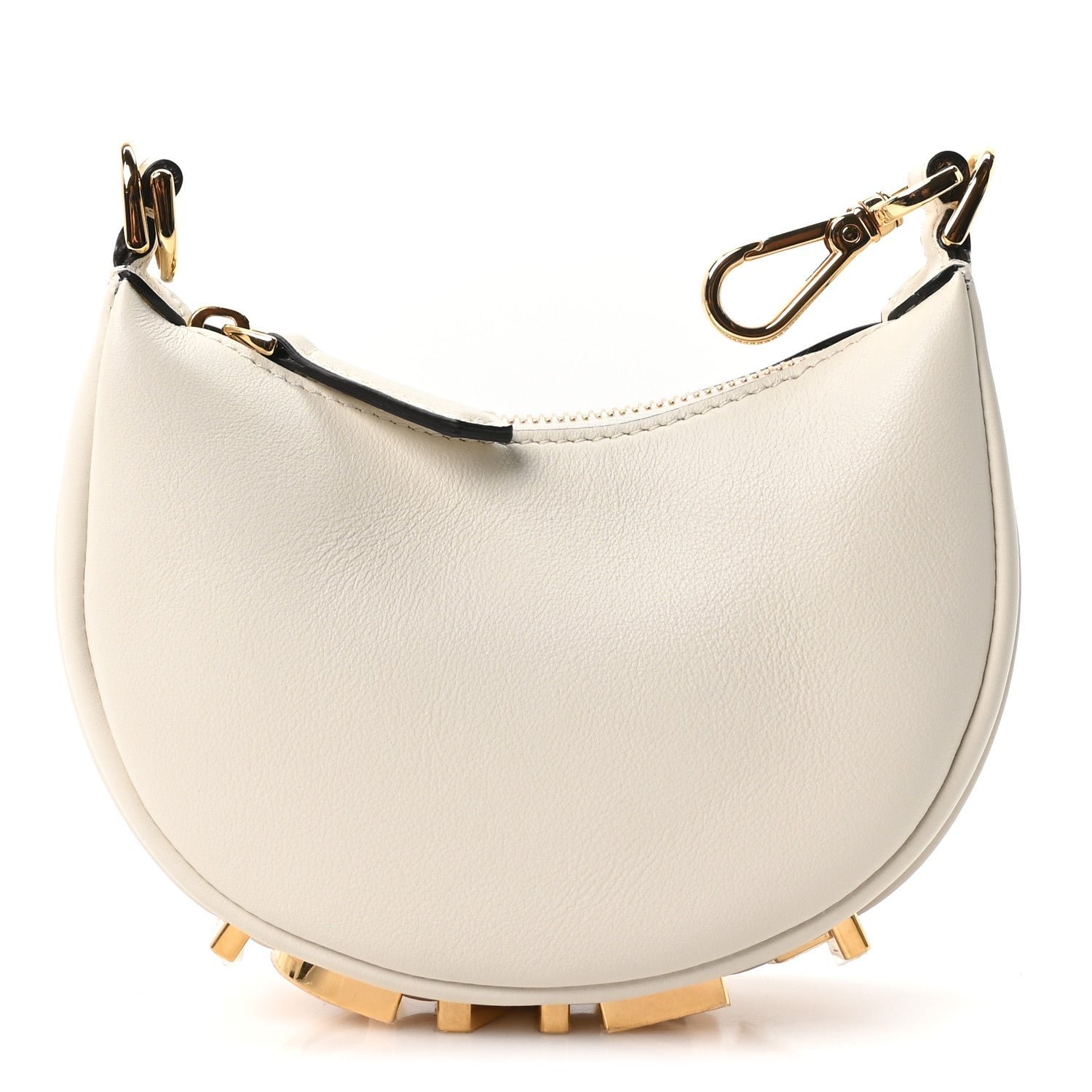 Fendi Vitello Grace Matte Nano Fendigraphy Hobo Charm White Ice