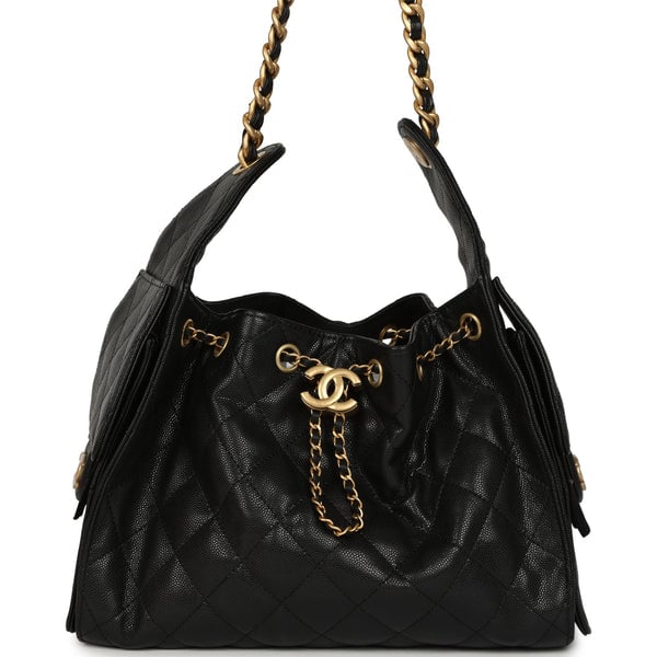 Chanel Pre-owned Chanel Small 25 Hobo Bag Black Caviar Antique Gold Hardware