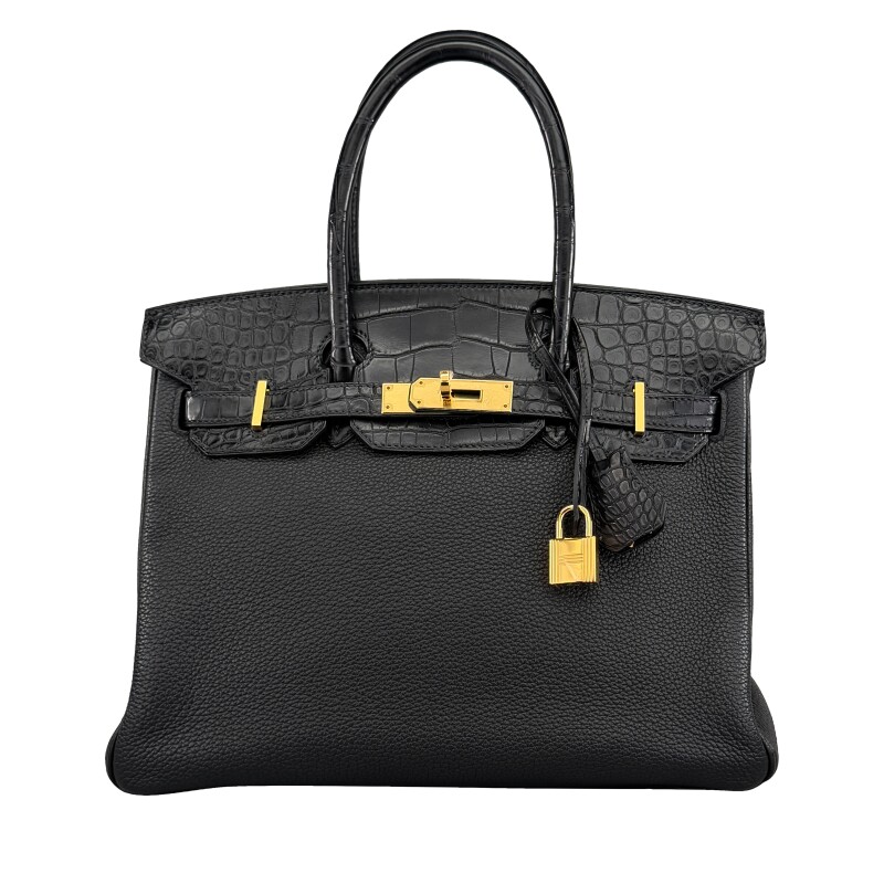 Hermes Black Matte Alligator and Togo Touch Birkin 30 Gold Hardware, 2020