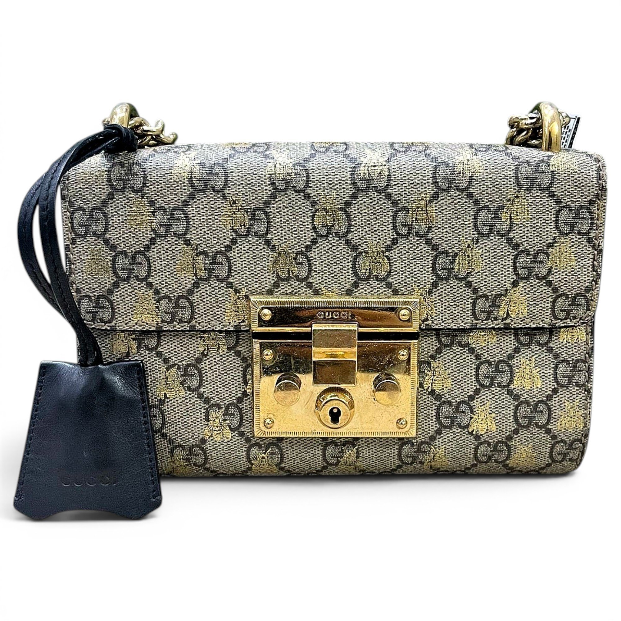 Padlock leather handbag