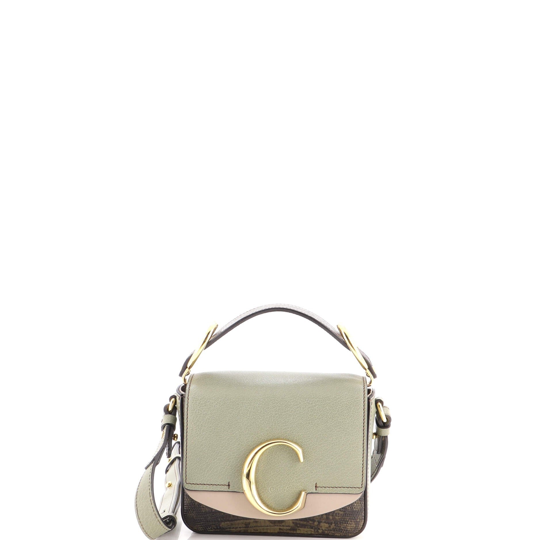C Flap Bag Leather with Lizard Embossed Detail Mini