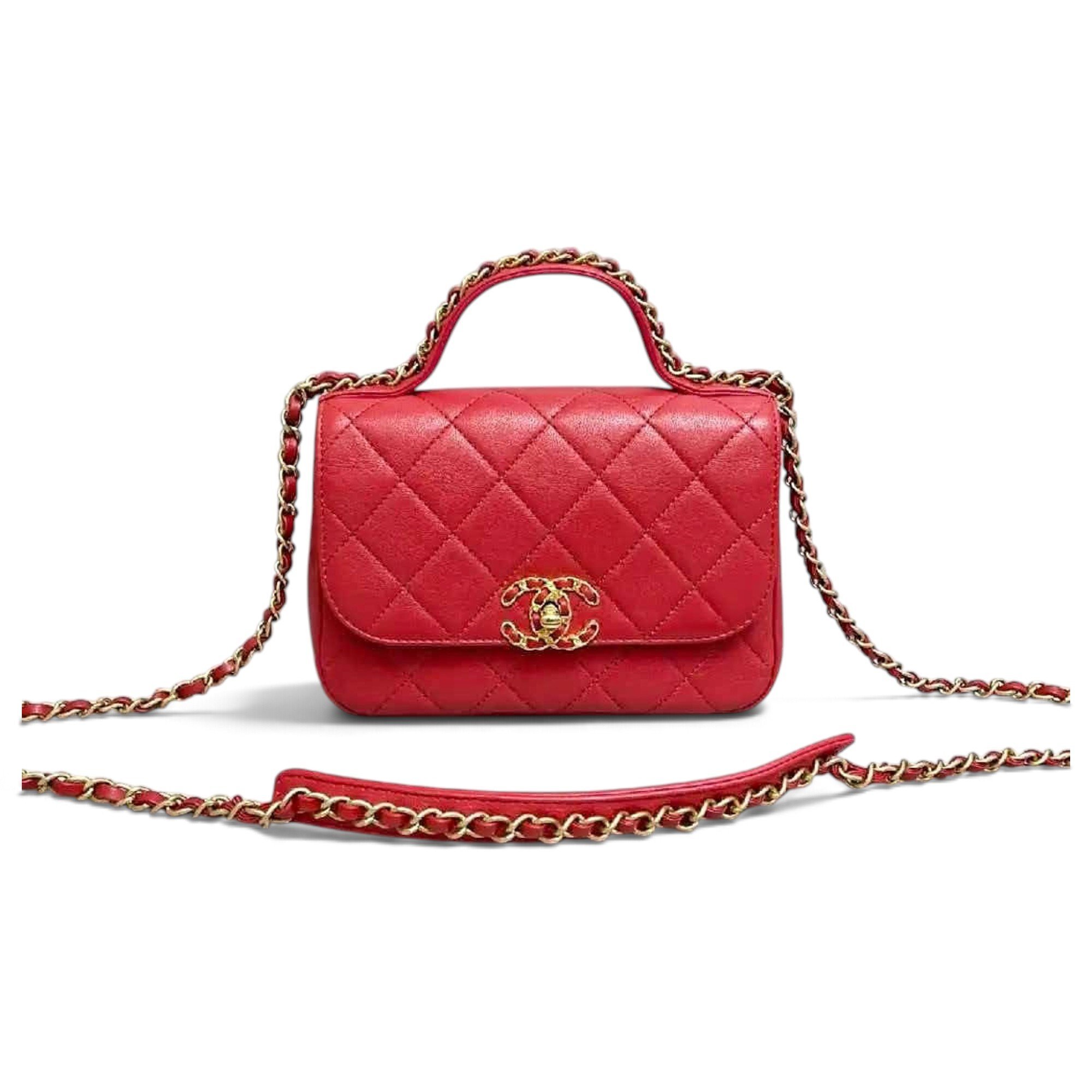 Trendy CC Top Handle leather handbag