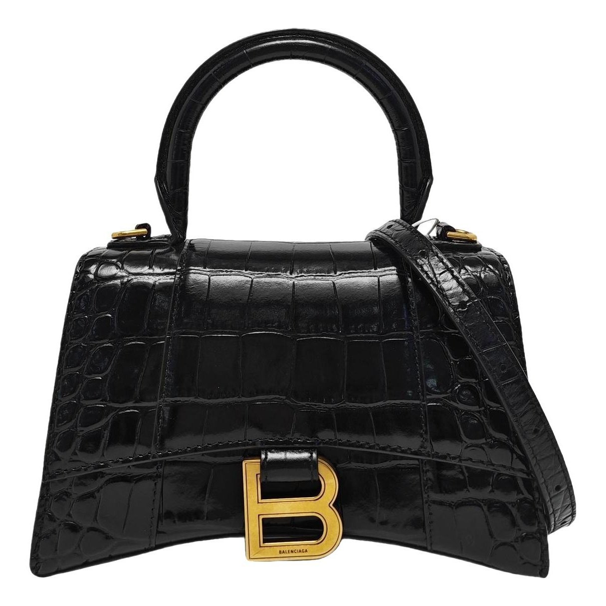 Hourglass leather handbag