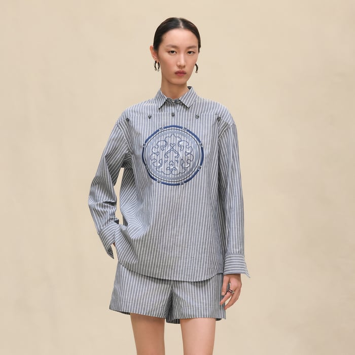 Bleu Denim Embroidered Blouse