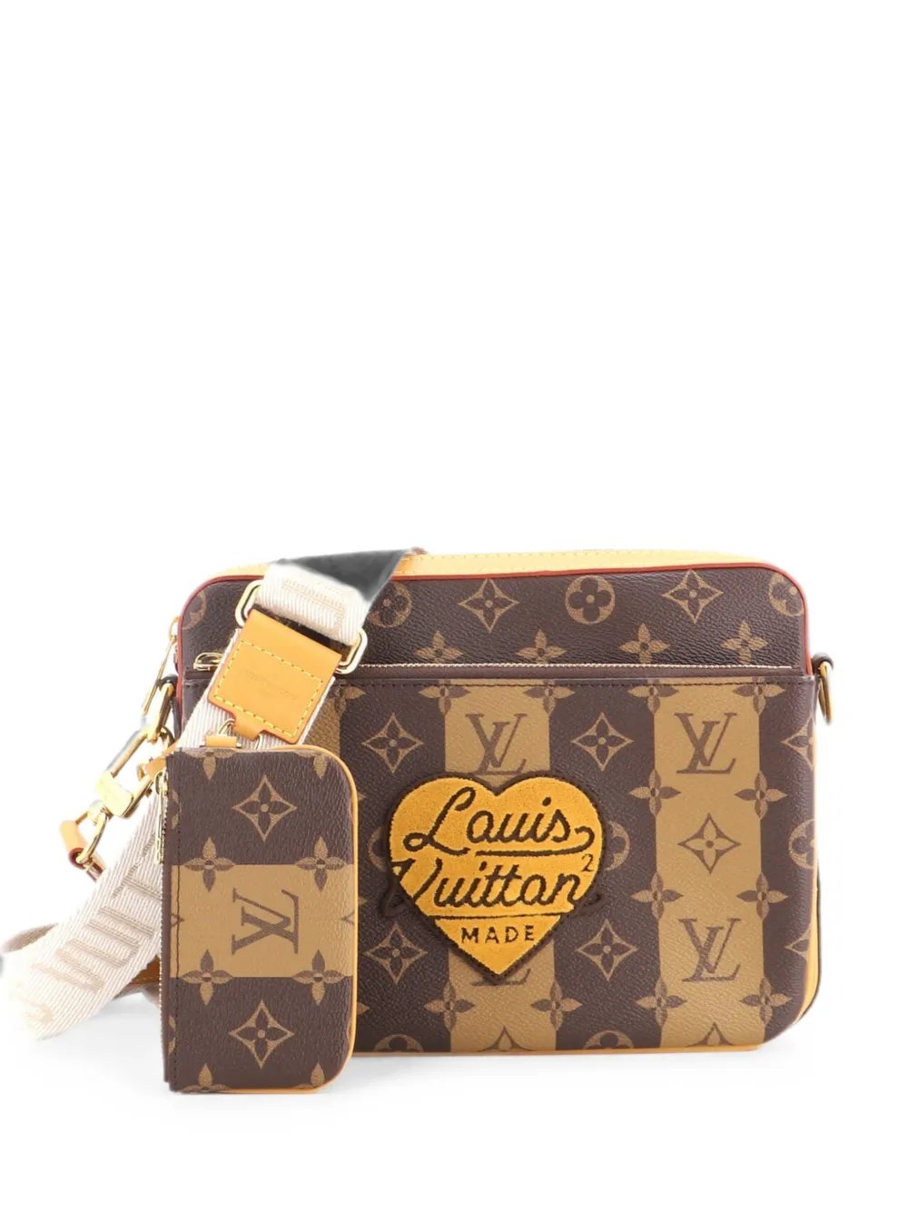 Nigo Trio Messenger Bag Limited Edition Stripes Monogram Canvas crossbody bag