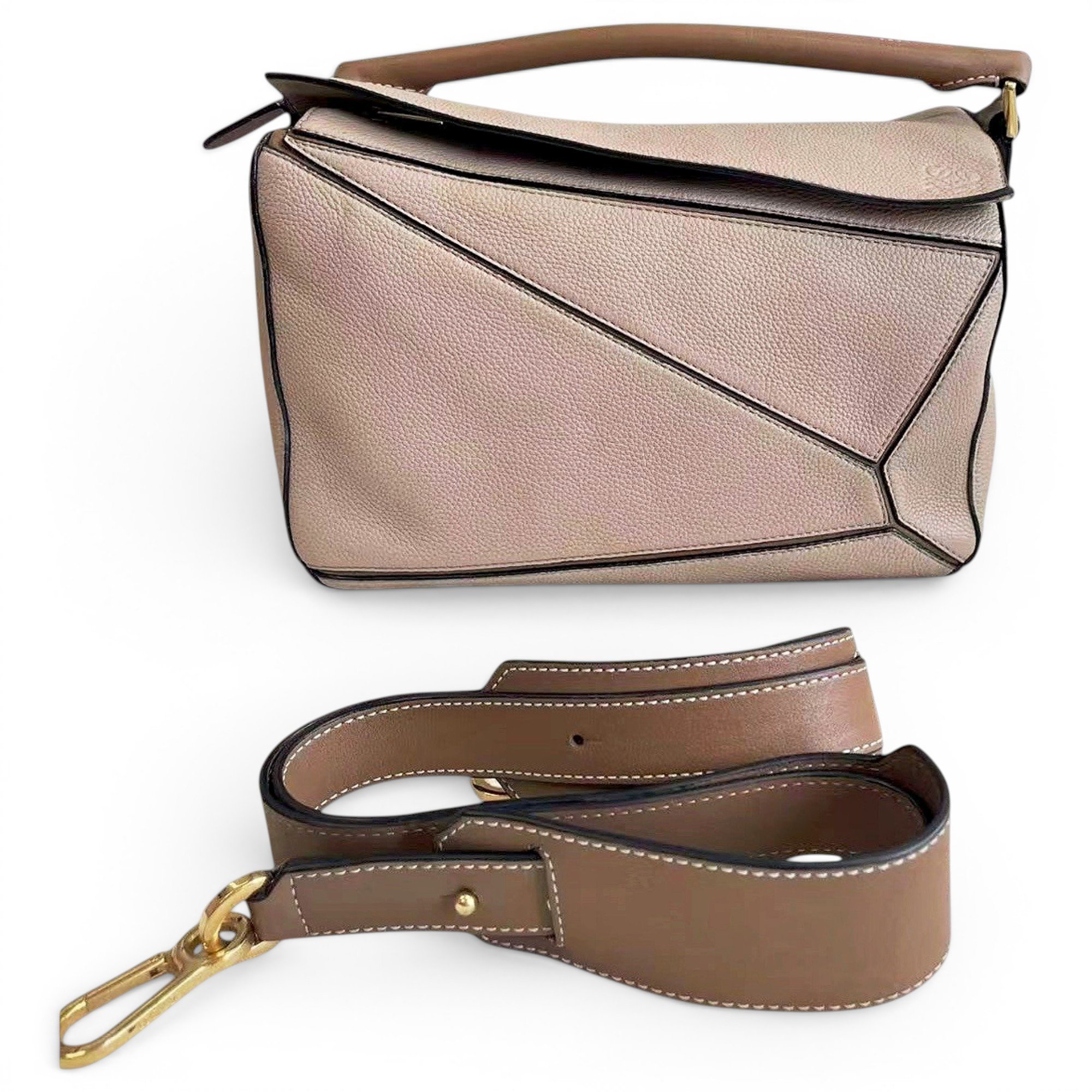Puzzle leather handbag