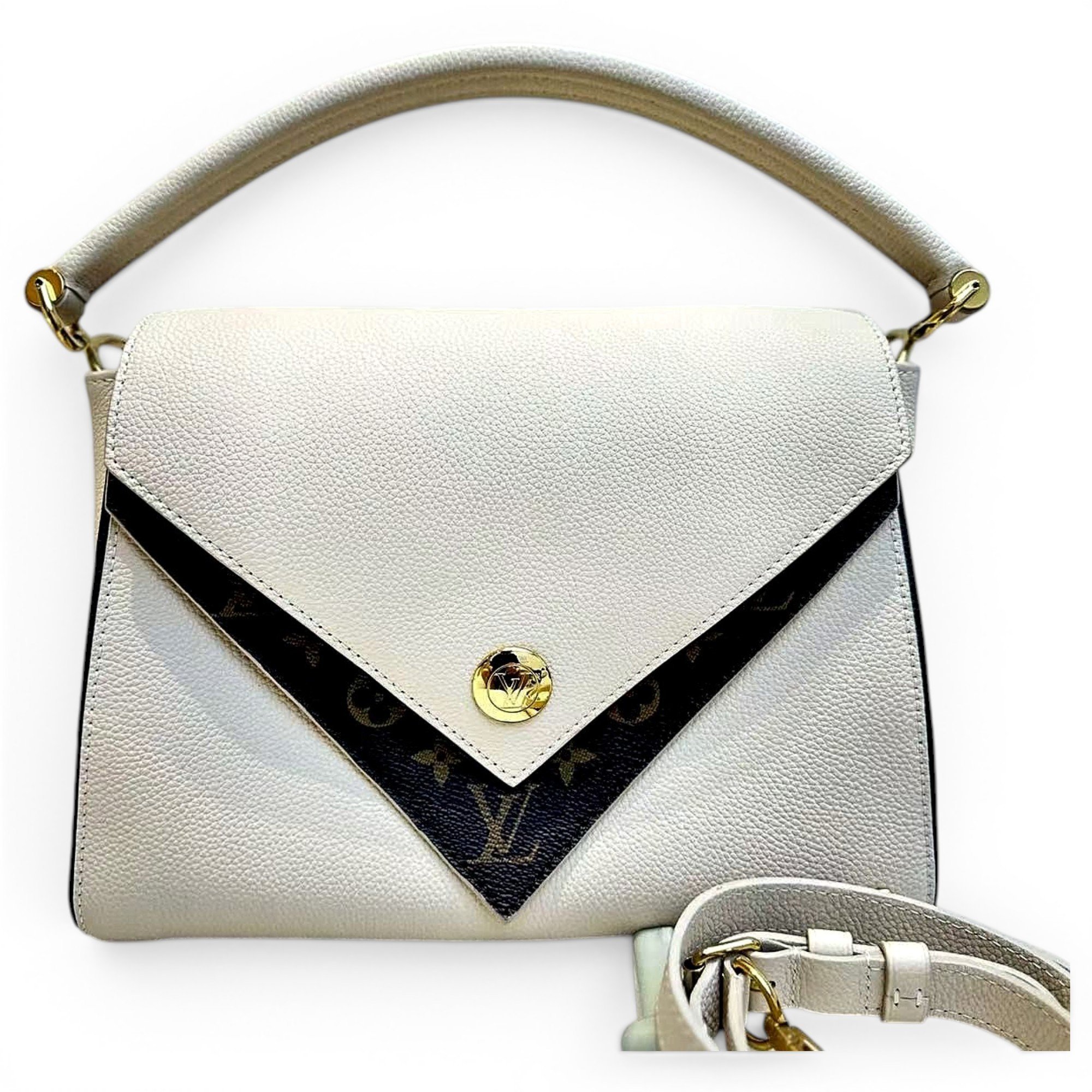 Double V leather handbag