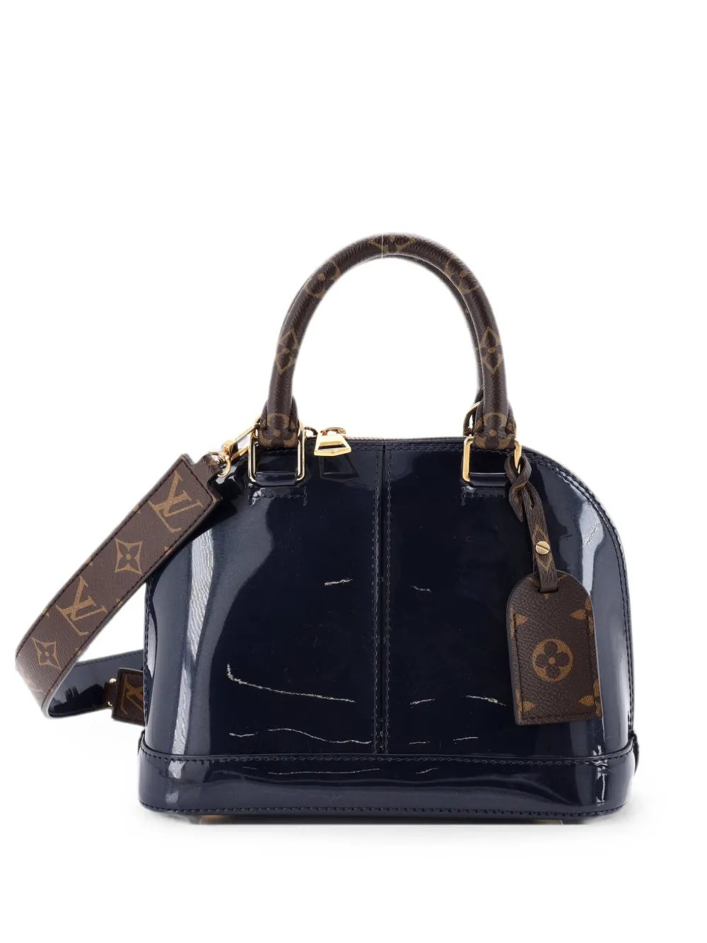 Alma Handbag Vernis with Monogram Canvas BB satchel