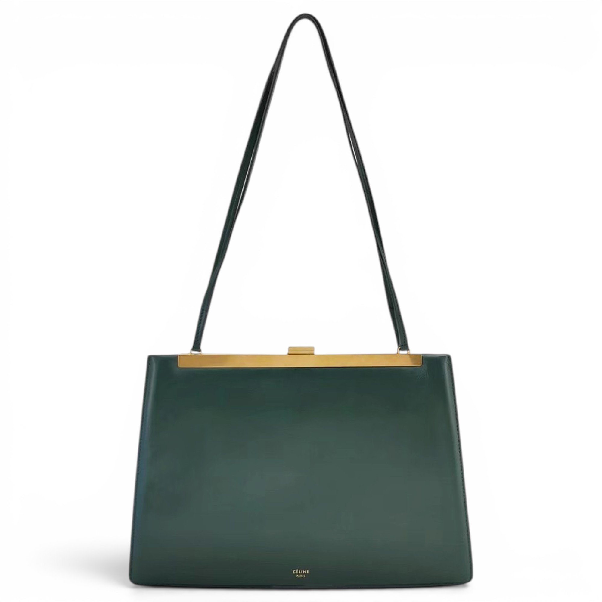 Clasp leather handbag