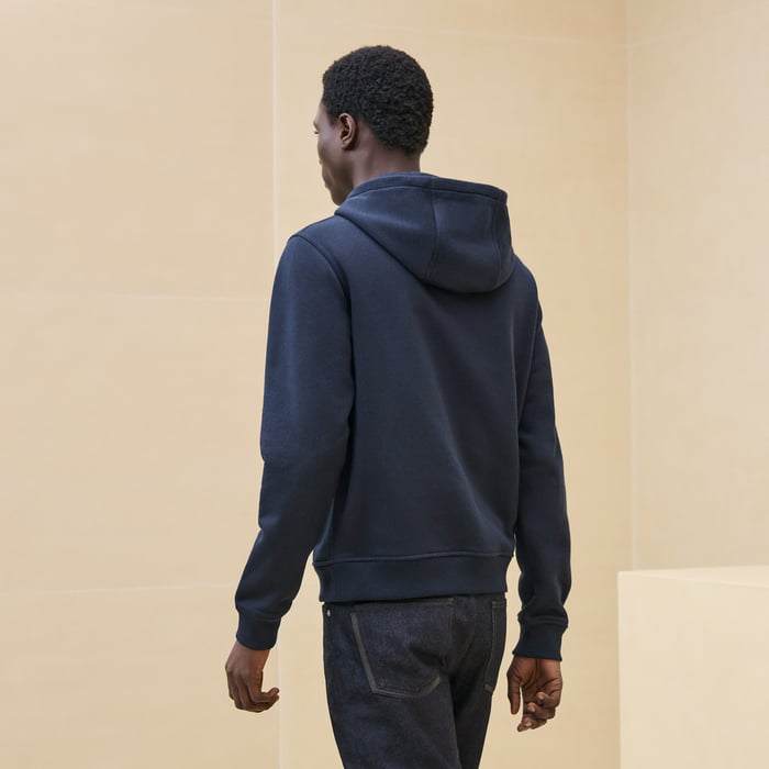Marine "Empreinte Sellier Cuir" Hooded Sweater