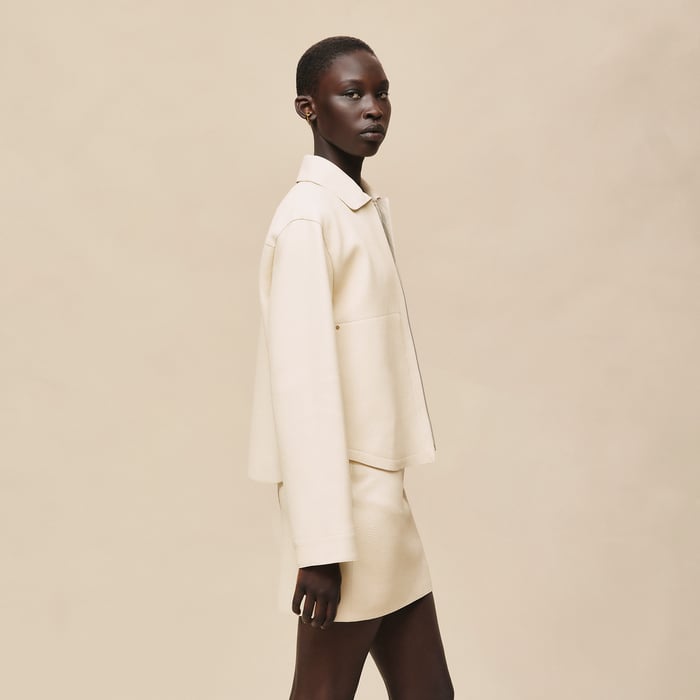 Beige Sable Washed Deerskin Jacket