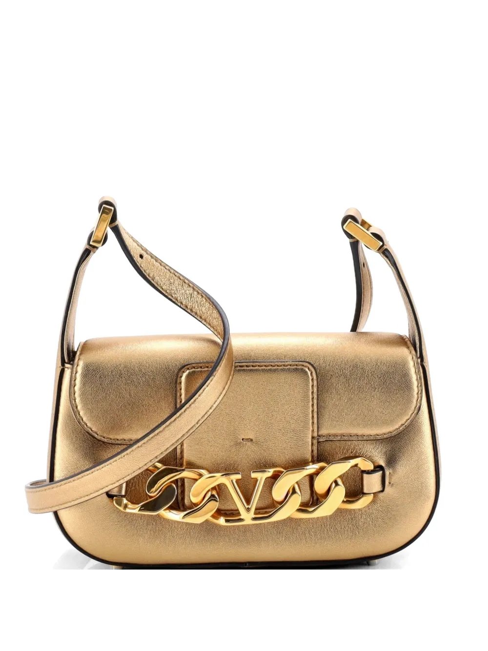 VLogo Chain Flap Shoulder Bag Leather Small hobo bag
