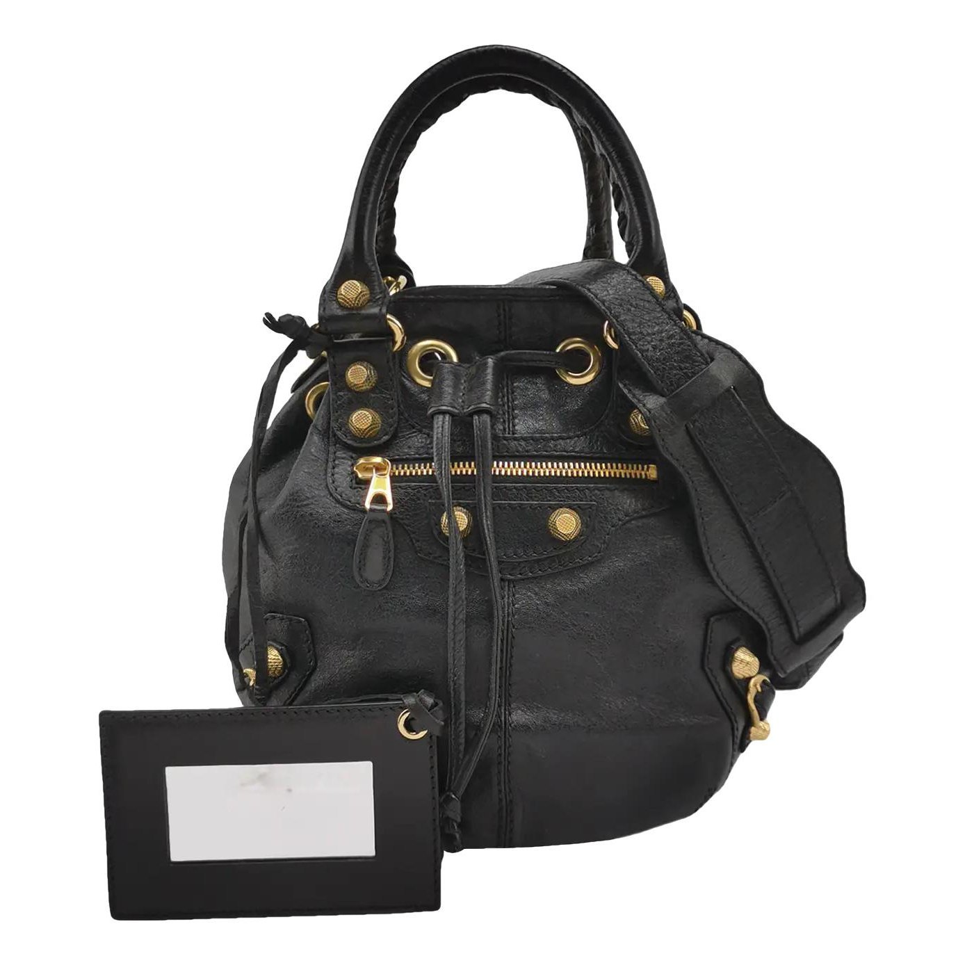 Pompon leather crossbody bag