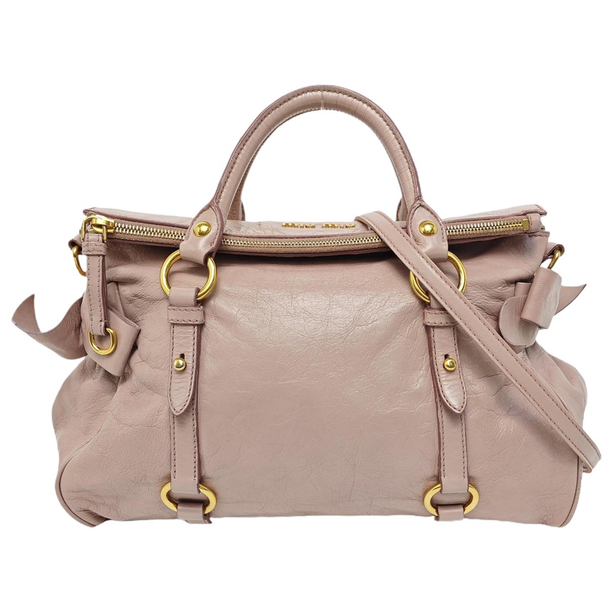 Bow bag leather handbag
