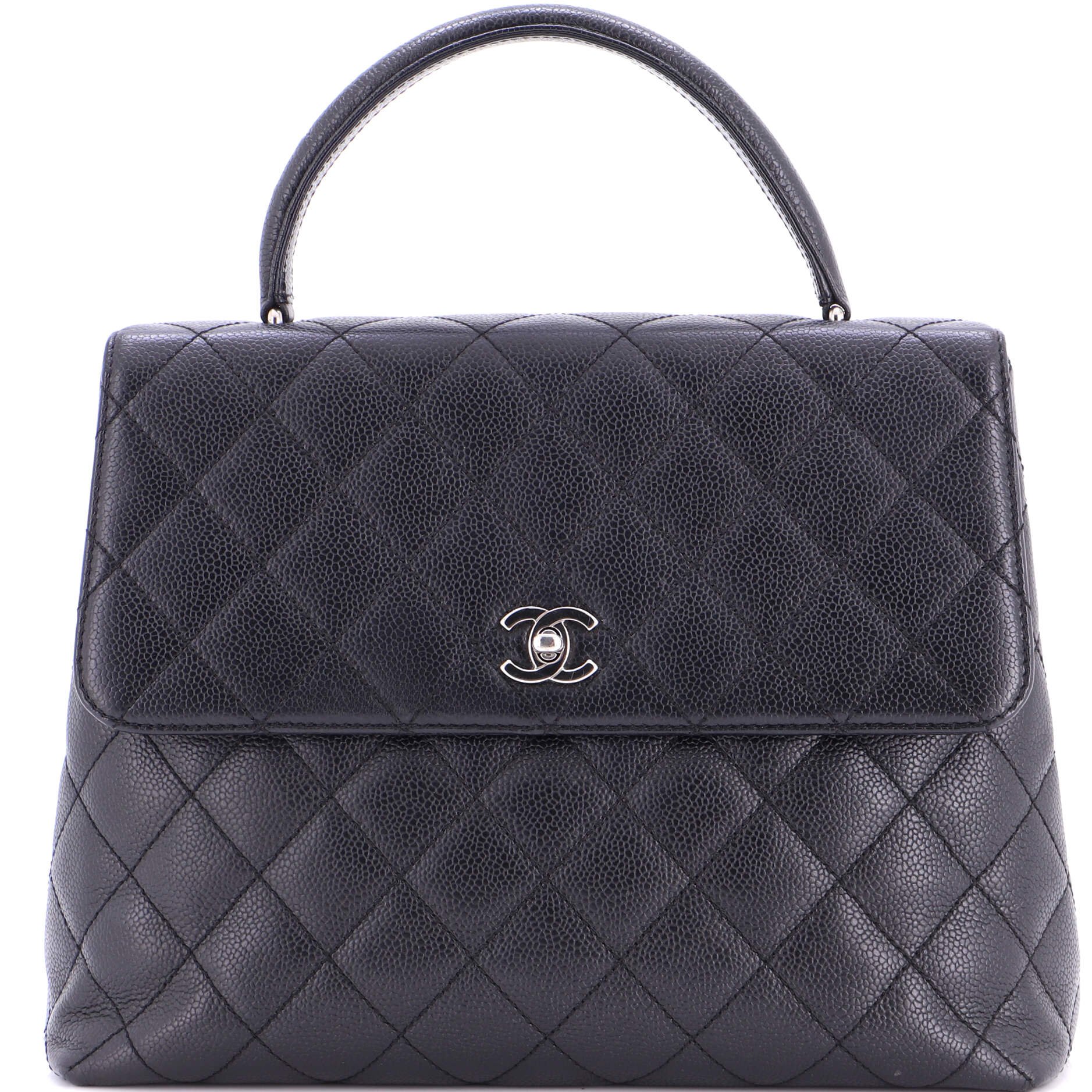 Vintage Classic Top Handle Flap Bag Quilted Caviar Jumbo