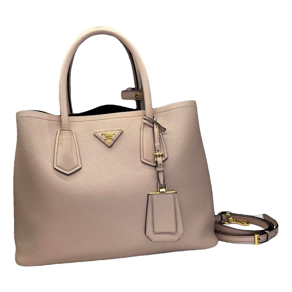 Double leather handbag