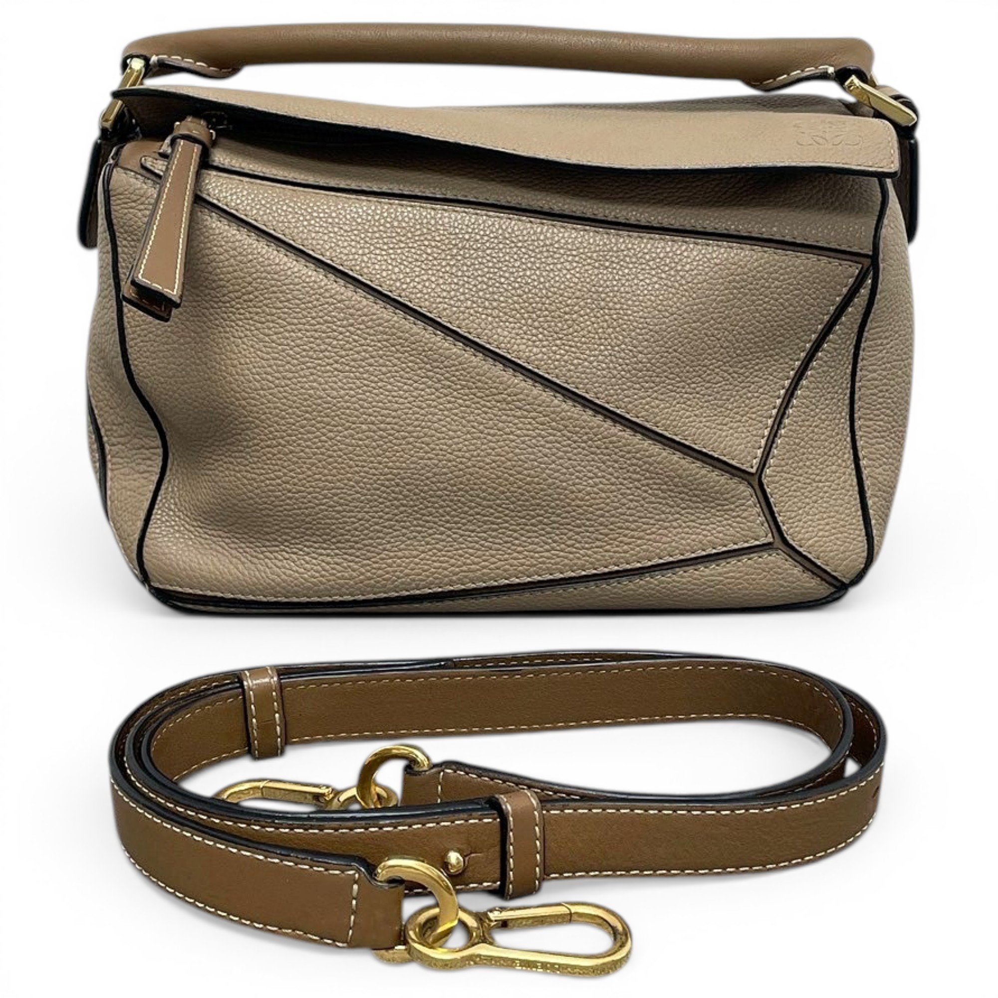 Puzzle leather handbag