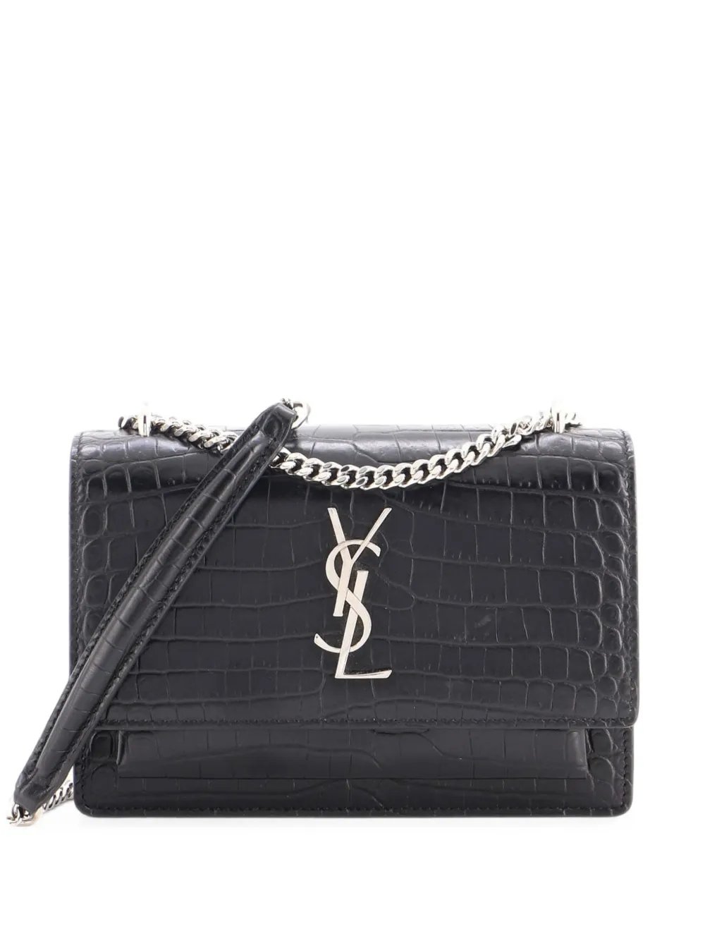 Sunset Chain Wallet Crocodile Embossed Leather crossbody bag